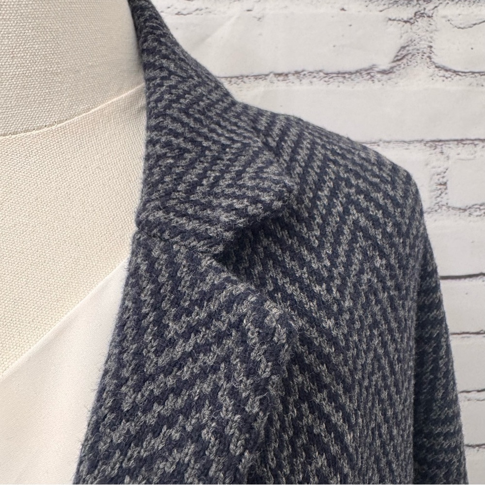 Madewell Merino Wool Blend Herringbone Coat Womens Small Oversized Cocoon Gray - Picture 3 of 16